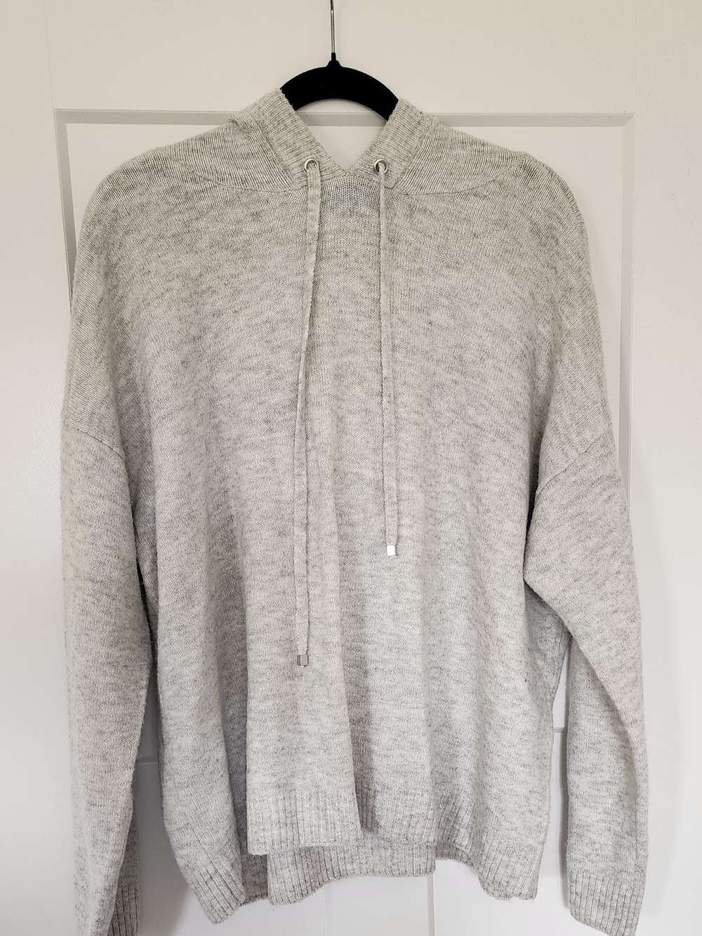 Cece Cozy Light Gray Knit Hoodie Sweater
